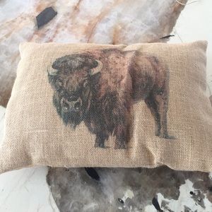 Quirky bison or buffalo pillow NEW